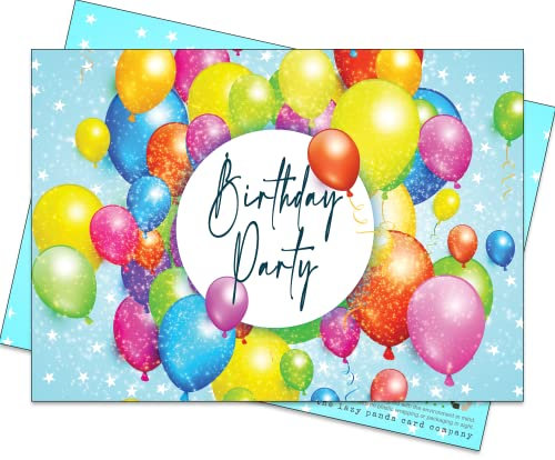 20 Bright Balloons Eco-Friendly Birthday Invitations for Children made from Recycled Card (With Envelopes)