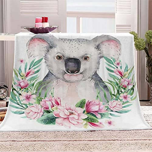 Koala Kuscheldecke 150x200 cm Flanell Decke Extra Weich Flauschige Wohndecke Sommerdruck mit Muster Blanket Fleecedecke Waschbar Microfaser Sofadecke Couchdecke bettüberwurf