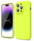 oakxco for iPhone 14 Pro Phone Case Liquid Silicone, Fluorescent Bright Solid Color, Cute Thin Slim Soft Rubber TPU Plain Smooth Gel Matte Protective Cover for Women Girl, Neon Green Lime