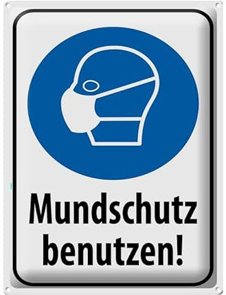 Blechschild 30x40cm gewölbt Hinweis Mundschutz benutzen Maske Deko Geschenk Schild