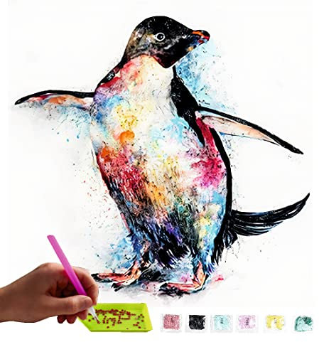 MISHBAY Diamond Painting Erwachsene Tiere - 30x40cm Pinguin - Diamant Painting Bilder - DIY Strass Mosaikbild mit Hochwertiger Leinwand - Kreatives Hobb