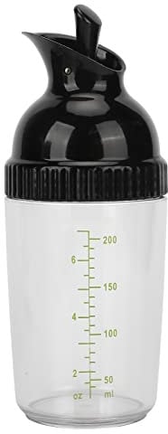 200ml Salad Dressing Container with Lid and Measurement Marks,Salad Dressing Shaker,Salad Dressing Jar for Mixing Ranch and Sauce,Prevent Leakage,Bpa Free,One Hand(Black)