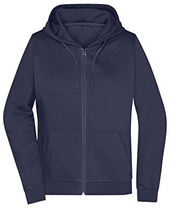 James & Nicholson Damen Basic Kapuzen-Sweatjacke - Leicht taillierte Sweatjacke mit Kapuze | Farbe: Navy | Grösse: 3XL