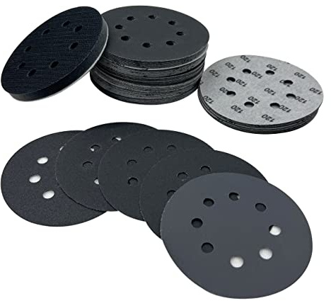 AutKerige Körnung 120 to 800 Schleifpapier, 125mm klett 70 Stück Runde Nasse Trockene Wasser Schleifscheiben with an Interface Pad,Exzenterschleifer Schleifpapier für Holz, Metall & Auto