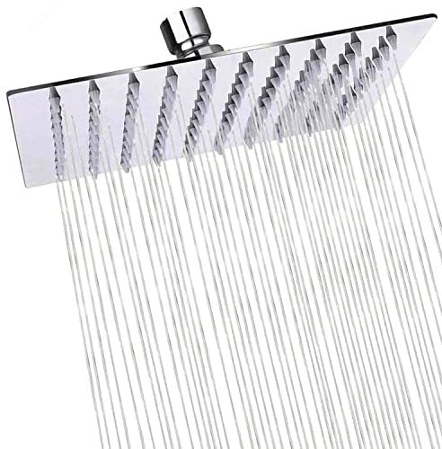 Rain Showerhead, 10 Inch Square Shower Head, Made from 304 Stainless Steel, for Ceilings or Wall Bracket