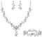 Clearine Damen Hochzeit Schmuck Set für Party Prom Blatt Cluster Blume Kristall Anhänger Halskette baumeln Ohrringe und Armband für Klar Silber Ton