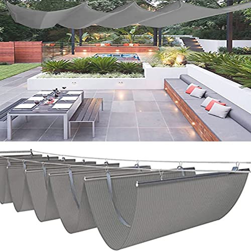 LXHONG Pergola Extérieure Rétractable Voile À Vagues Pergola Ombrage Terrasse Toile D'ombrage À Vagues Voile D'ombrage Store pour Jardin Extérieur Pergola en Bois Terrasse (Couleur : Gris Clair, Tai