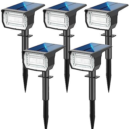 LOTMOS 5Pcs Faretti Solari a Led da Esterno, 72 LED Lampade Solari da Giardino 3 Modalità IP67 Impermeabile Luce Solare Faretto LED da Esterno Solare per Cortile, Patio, Vialetto, Alberi