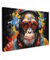MuchoWow© Bilder 60x40 cm Wohnzimmer Deko Modern Wandbild Foto auf Leinwand Bild Schlafzimmer Room Decor Geschenke Banksy - Street Pop Art - Affe - Graffiti - Brille - Kopfhörer - Farben