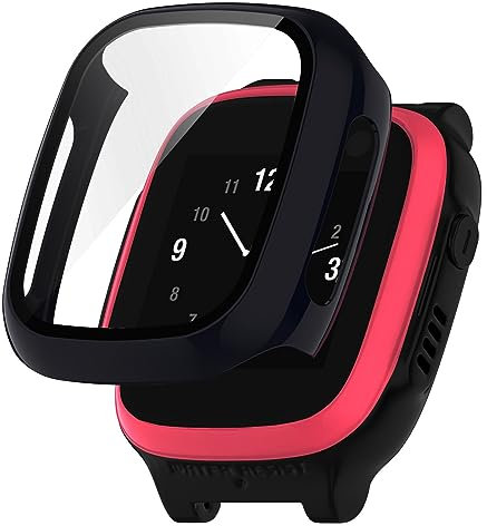 Hülle mit Glas Displayschutz Kompatibel mit XPLORA X5 Play Hülle - Hart PC Schutzhülle Vollschutz Kratzfest Display Schutzfolie Ultradünne Schutz Case für XPLORA X5 Play Kinder Telefon Uhr (Schwarz)