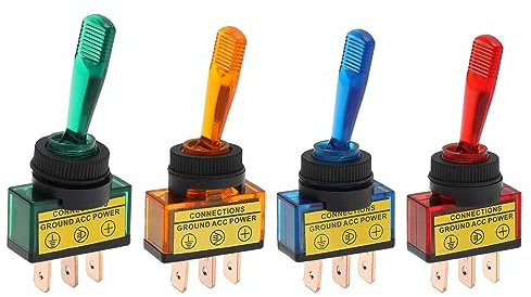 4er-Set LED-Beleuchteter Flick-Kippschalter 3-Poliger EIN-AUS-Kippschalter für Instrumententafel KFZ-Zubehör 20A 12V