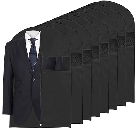 PATIKIL 40 Inch Long Garment Bag for Closet Storage and Travel 8 Pack Waterproof Suit Protector Bags with Clear Window & Zipper for Hanging Clothes for Women Men Coat Jacket (40x24)
