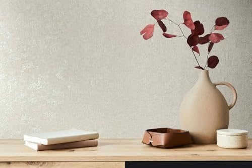 Vliestapete Einfarbig Beton Struktur Putz Optik Creme Beige 34520