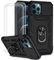 Dechyi Coque pour iPhone 12/12 Pro Housse avec Verre TrempéLentille Coulissante Couverture Support d’Anneau Rotatif Armor Silicone Étui Antichoc Bumper-Noir