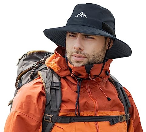 Comhats Wasserdichter Bucket Hat für kleine Köpfe, Outdoor-Hut zum Wandern, Golfen, Safari, Angeln, Wandern - Regenhüte - UPF 50+ Sonnenhut verstellbar, faltbar, Winddicht XL Marineblau
