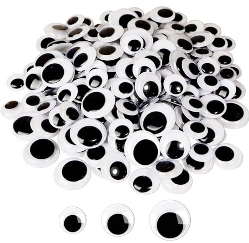 GEBETTER 190 Stück Selbstklebende Wackelaugen 20mm + 25mm + 30mm Kunststoff Puppe Augen Kulleraugen Aufkleber zum Basteln Zubehör für DIY Scrapbooking Spielzeug Zubehör