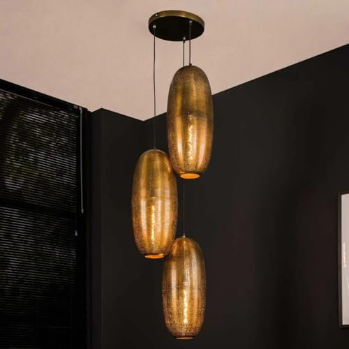 famlights Retro Pendellampe Evelina für Esstisch/Hängeleuchte rustikal/Vintage Pendelleuchte/Esszimmerlampe industrial/Dimmbar 3- flammige Hängelampe Glas/Deckenleuchte/Pendelleuchte E27