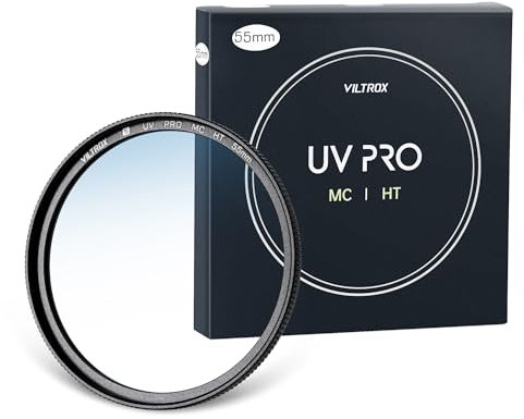 VILTROX Filtre de protection UV MC de 55 mm, 18 revêtements multicouches, filtre UV UHD, revêtement ultra dur, revêtement nano, hydrophobe, résistant aux rayures, filtre UV ultra fin pour objectif