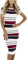 Damen Cocktail Stretch Tulip Saum Kleid Gestreift Rundhalsausschnitt Kurzarm Schmal Länge Kleid Hochzeitsgast Casual Krawatte Taille (Rot,5XL)