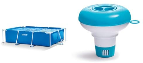 Intex Piscine Metal Frame Junior rectangulaire Tubulaire (l) 2,20 x (l) 1,50 x (h) 0,60m & diffuseur Flottant 12,7cm
