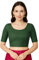 Jaanvi fashion Chemisier en coton Dobby Lycra à manches coudes et col rond pour femme, vert bouteille, M