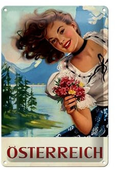 Schild Blech 20x30cm - Made in Germany - Pin Up Österreich alpen Urlaub Frau Metall Deko Blechschild
