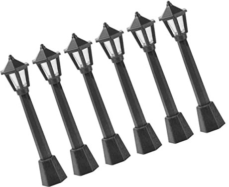 ULDIGI 6pcs Retro Miniature Street Light Model Lamp Layout Garden Landscape Street Lamp Model Battery Powered