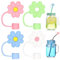 4PCS Straw Toppers, Silicone Straws Reusable, Flower Straws Cap Cover, Tumbler Straw Stopper, Straws Cover Tip, Straw Toppers Silicone, Straw Tips Protectors, for Various Shapes Reusable 10mm Straws