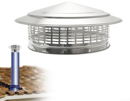 Kaminhaube aus Edelstahl, 250 mm/300 mm, für Vogelschutz/Rauchrohr, Abdeckkappe für Holzofen, Kamin, Topf, Dachhaube, Regenschirm, Hut, Entlüftung oben (300 mm)
