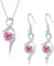 Cangall Set di gioielli da donna, in argento sterling 925, collana e orecchini da appendere con zirconi cubici, 45 + 5 cm, ciondolo con orecchini in argento, regalo d'amore per la festa della mamma,