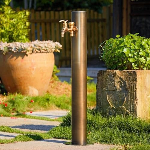 Colonne d'eau autoportante en acier inoxydable 304 pour robinet de jardin avec fonction anti-gel pour une utilisation en extérieur