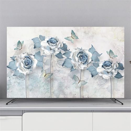 Hixingo Cubierta Antipolvo TV,Impresión Flor de Rosa Cubierta Television Funda para Televisor Universal Elástico Cubierta de TV Protector TV Protector de Televisión (37-39inch,Mariposa)