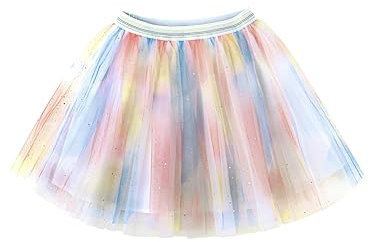 Jupe tutu arc-en-ciel à paillettes pour bébé et enfant fille - Mini jupe en tulle - Taille élastique - Mignon - Pour enfants de 2 à 12 ans, rose clair, bleu clair, 11-12 ans