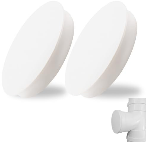 2 Stück Lüftungsrohr Abdeckung Ø100mm, Rohrabdeckung Lüftungsrohr 100mm, Kaminlochdeckel Federdeckel & Endstück Abdeckung, PVC Lüftungsrohr für Abflussrohre & Drainagesysteme, Muffenstopfen DN 100