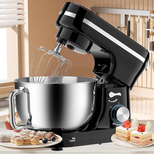 Multifunctional Stand Mixer with 5 Quart Bowl, Small Electric Food Mixer, Portable Kitchen Aid Stand Mixer for Most Home Cooks,Black