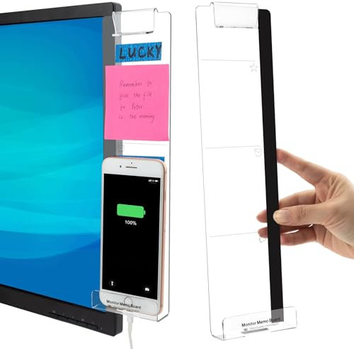 Memo Board for Monitor,Acrylic Computer Message Board,Computer Desk Accessories,Transparent Computer Sticky Note Holder