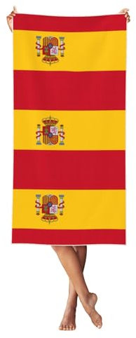 UVBDF Toalla suave con la bandera de España, toalla de yoga para baño, ducha, deportes