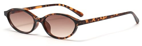 WDZAYXC Retro ovale Rechteckige Sonnenbrille für Damen Herren,Klassische Vintage Brille,UV400 Schutz (Leopard/Tee)
