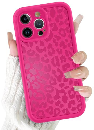 ZhuoFan Cover per iPhone 13 Pro 6,1”, Aesthetic Leopardata Motivo Custodia Rosa Rossa Opaca Ultra Morbida Sottile Leggera Silicone Antiurto AntiGraffio TPU Bumper Protettiva Case, 04