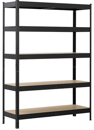 SCHULTE Regalwelt Schwerlastregal mit 5 MDF-Böden | 180x130x45 cm (HxBxT), 150 Kg Traglast pro Boden, schwarz