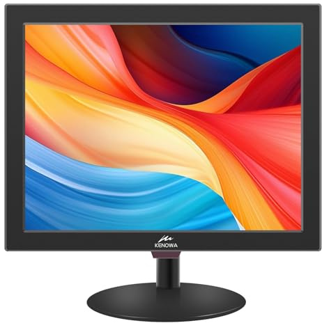 Kenowa - 15 PC Monitor, Computer Display for Windows 7/8/10/11, 1024x768 LED Display, 4:3 Aspect Ratio, 60Hz, 5Ms, 75x75mm VESA Hole, Port with