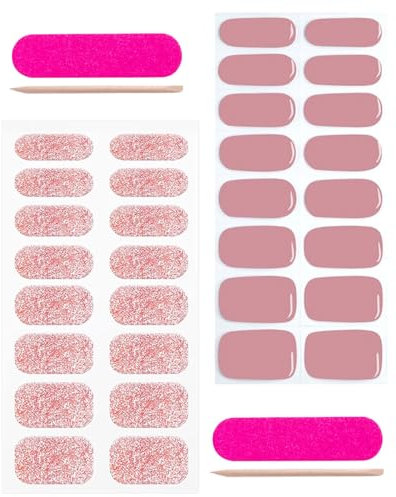 TPZORJX 32PCS Gel Semicurado de Pegatinas Rosa Claro Gel Semi-Curado Nail Art Stickers Decoración, Pegatinas Uñas Adhesivas Tiras Esmalte Cubierta Completa Decoración Uñas Nail Stickers Art Full Cover