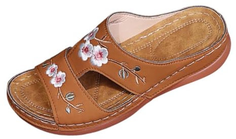 Sandale Orthopedique Mules Et Sabots Femme Chaussures De Marche Plage Mule Confortable Pieds Larges Chaussure Ouverte Orthopediques Femmes Compensees Sandales Plateforme Compensées,#01-Brun,43