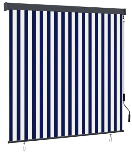 vidaXL Rollo Blau und Weiß 180 x 250 cm Stoff und Aluminium