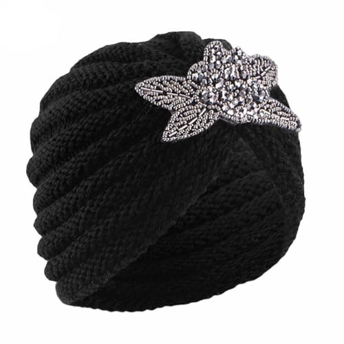 Vobozeany Damen Beanie Mütze Elegant Kopfbedeckung Turban Wintermütze Herbst Winter Frauen Chemo Hüte Strickmütze