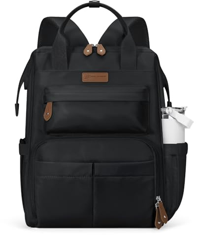 Maelstrom Laptop Backpack, Fits 15.6-17.3 Inch Travel Backpack for Women Men, Waterproof College School Computer Bag, Anti-theft Business Work Bag with Luggage Strap (Black, 25L)