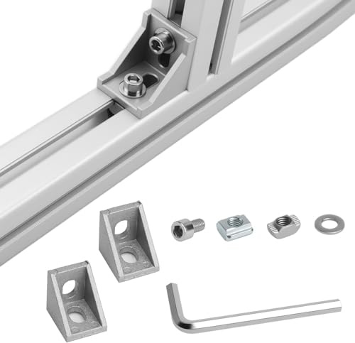 UOCAI 20 Stück Aluprofil 20x20mm Zubehör, Alu Profil Befestigungsmaterial Aluprofil Winkelverbinder Aluprofile Aluminium Profil Alu Winkel für Verstärkung von Türen und Fenstern, Regale, Werkbänken