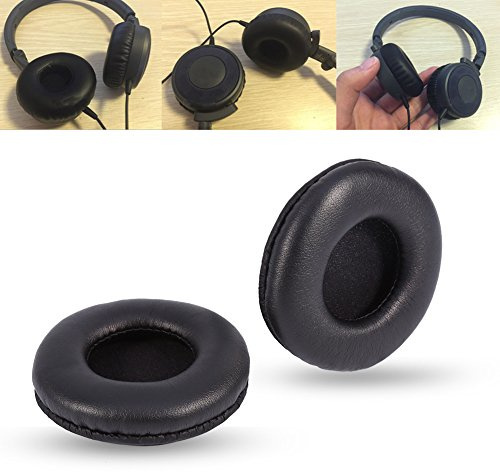 Ticfox Almohadillas de Repuesto de Piel, 75 MM de Almohadillas Auriculares Redondas Universales Espuma Viscoelástica para la Mayoría de los Modelos de Auriculares (Nero, 1 Par)