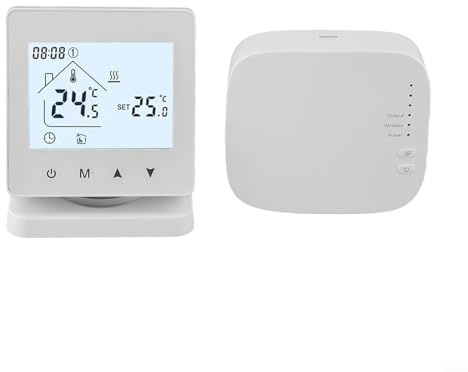 Solaughguy Smart Wireless Thermostat for Gas Boiler with Receiver, Programmable Temperature Controller Compatible with & Smart LIFEs App, Wall-Mounted Floor(No WIFI)