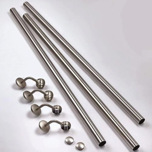 Forgeworks Stainless Steel Indoor Stair Handrail Kit, Silver, 3.6m | Includes round poles and all hardware in one box; simple home installation without drilling rails, tested by FIRA.